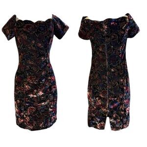 VNTG BURNOUT VELVET SCALLOP TRIM FITTED COTTAGECORE MINI DRESS BY STEPPIN’ OUT 9